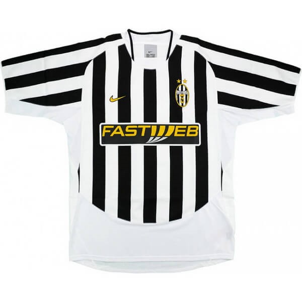 Tailandia Camiseta Juventus Replica Primera Ropa Retro 2003 2004 Negro Blanco